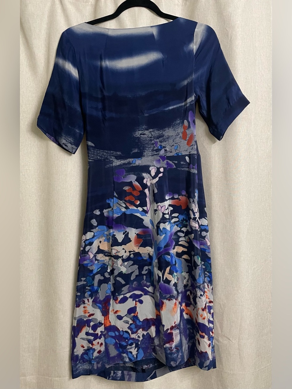 Anthropologie Silk Abstract Floral Cowl Neck Dress Size 0 - Picture 2 of 5